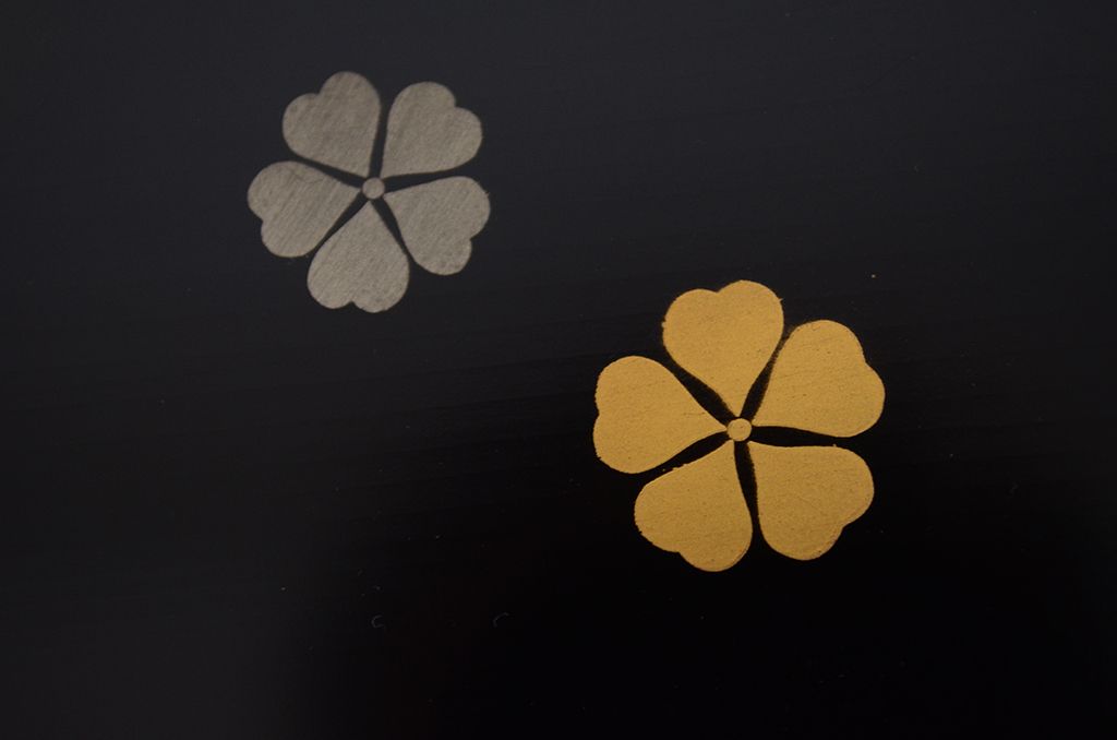 アンティーク雑貨　大正〜昭和初期　蒔絵の美しい木製菓子鉢・皿セット(漆器)