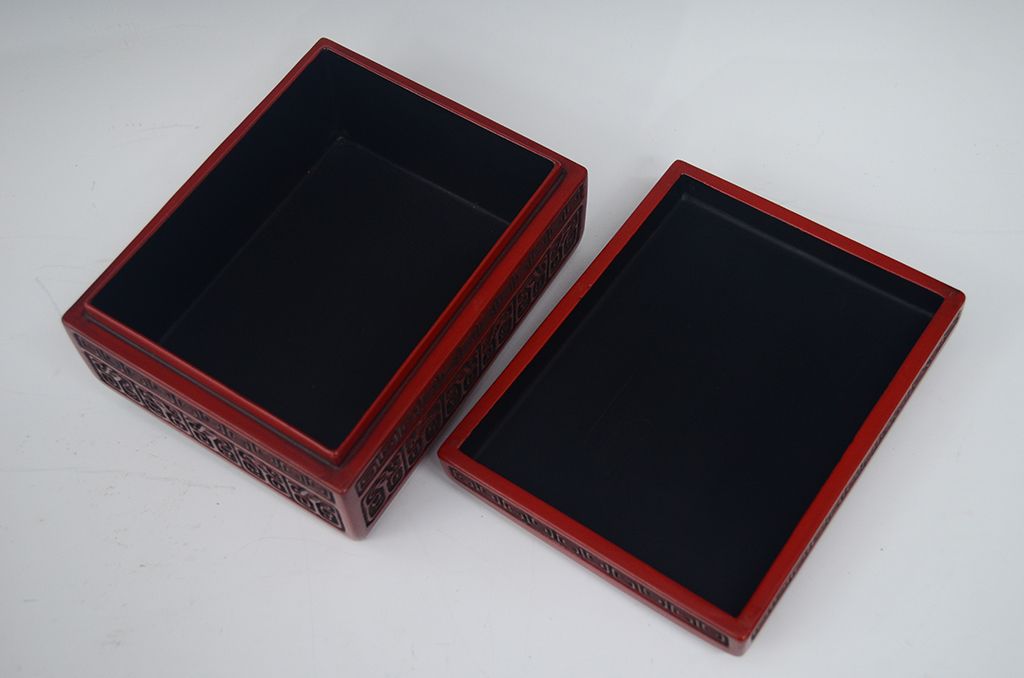 アンティーク雑貨 大正〜昭和初期!仙台堆朱盆付小箱(菓子器、文
