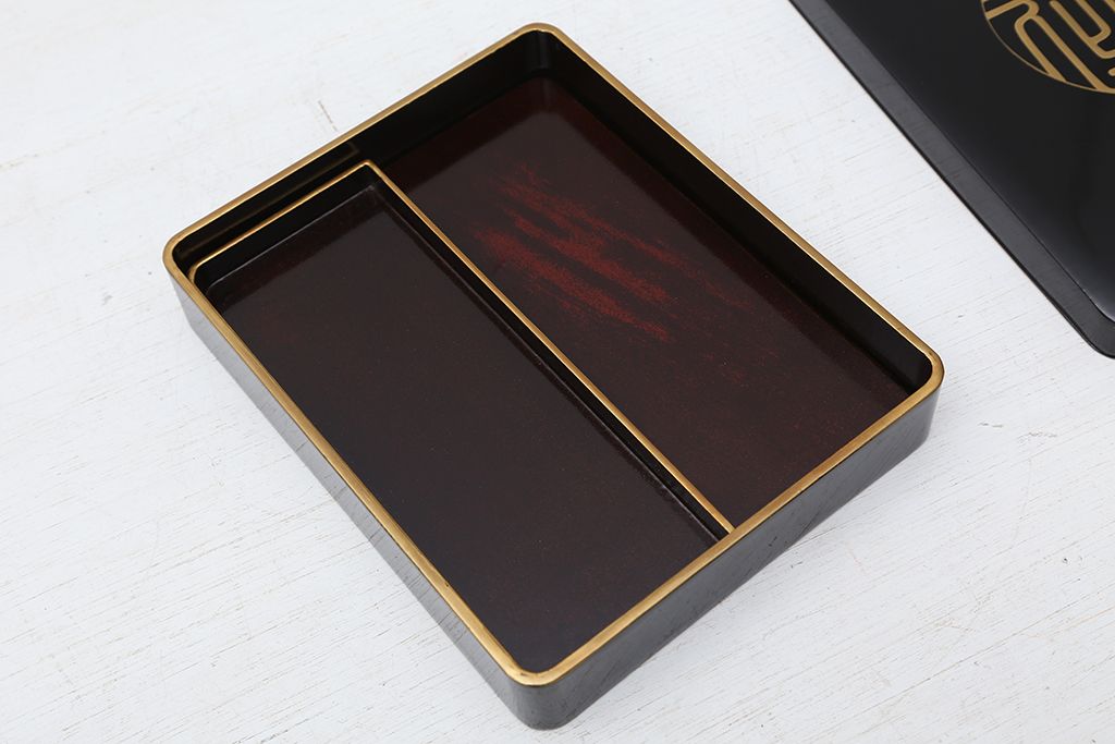 アンティーク雑貨　大正〜昭和初期  黒漆の木製硯箱(文箱)