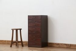 アンティーク家具　アンティーク　古い木のシンプルな8段引き出し