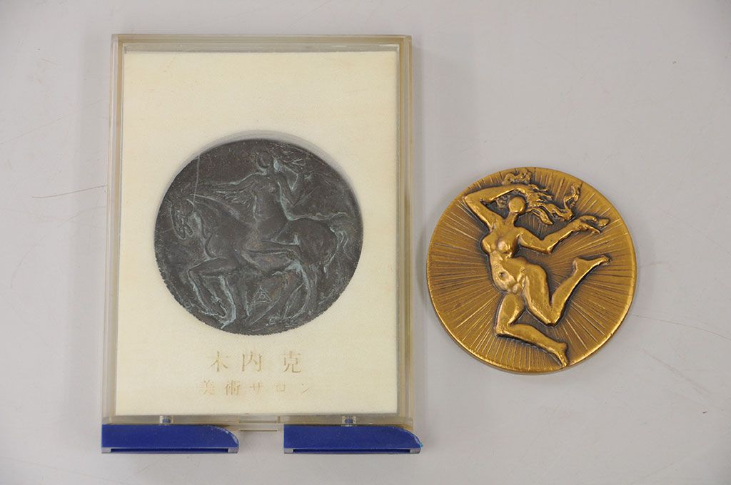 アンティーク雑貨　○木内克ブロンズレリーフ3点セット(彫刻家)