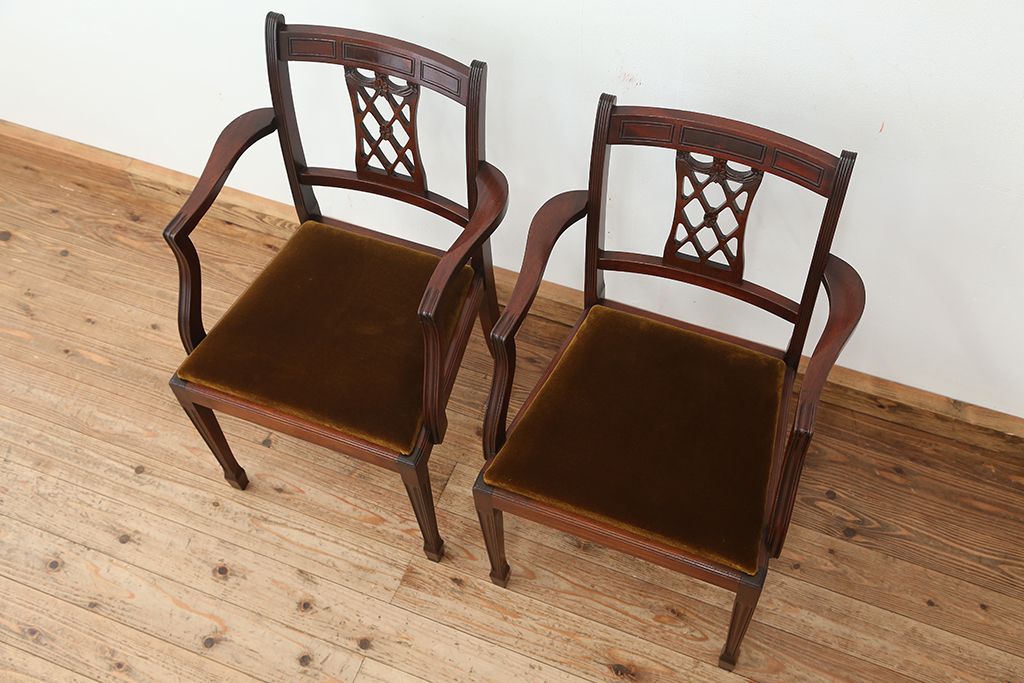 ヴィンテージ家具　イギリスビンテージ　BEVAN FUNNELL(ビヴァン)製アームチェア2脚セット(北欧ビンテージ、ダイニングチェア、椅子、イス)　