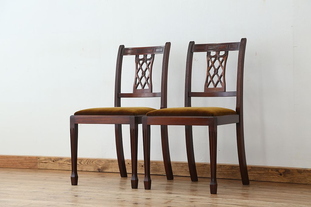ヴィンテージ家具　イギリスビンテージ　BEVAN FUNNELL(ビヴァン)製ダイニングチェア2脚セット(1)( 北欧ビンテージ、椅子、イス、チェア)
