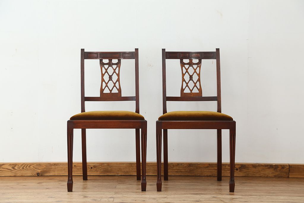 ヴィンテージ家具　イギリスビンテージ　BEVAN FUNNELL(ビヴァン)製ダイニングチェア2脚セット(1)( 北欧ビンテージ、椅子、イス、チェア)