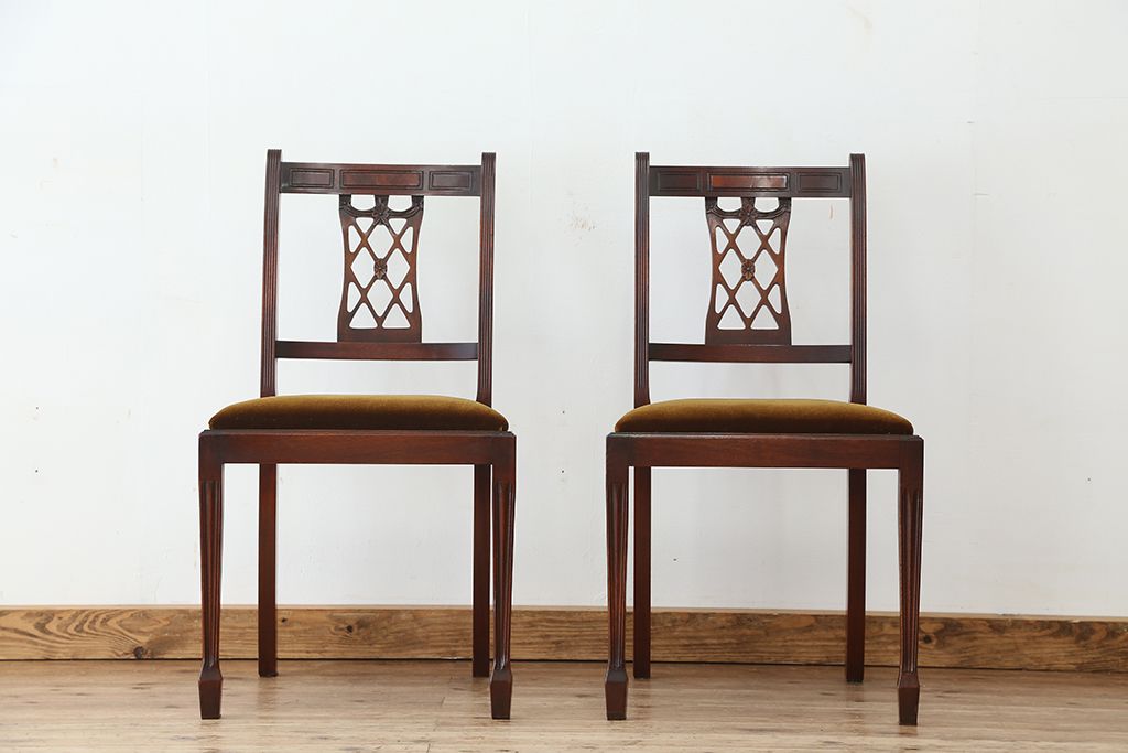 ヴィンテージ家具　イギリスビンテージ　BEVAN FUNNELL(ビヴァン)製ダイニングチェア2脚セット(2)(椅子、イス)