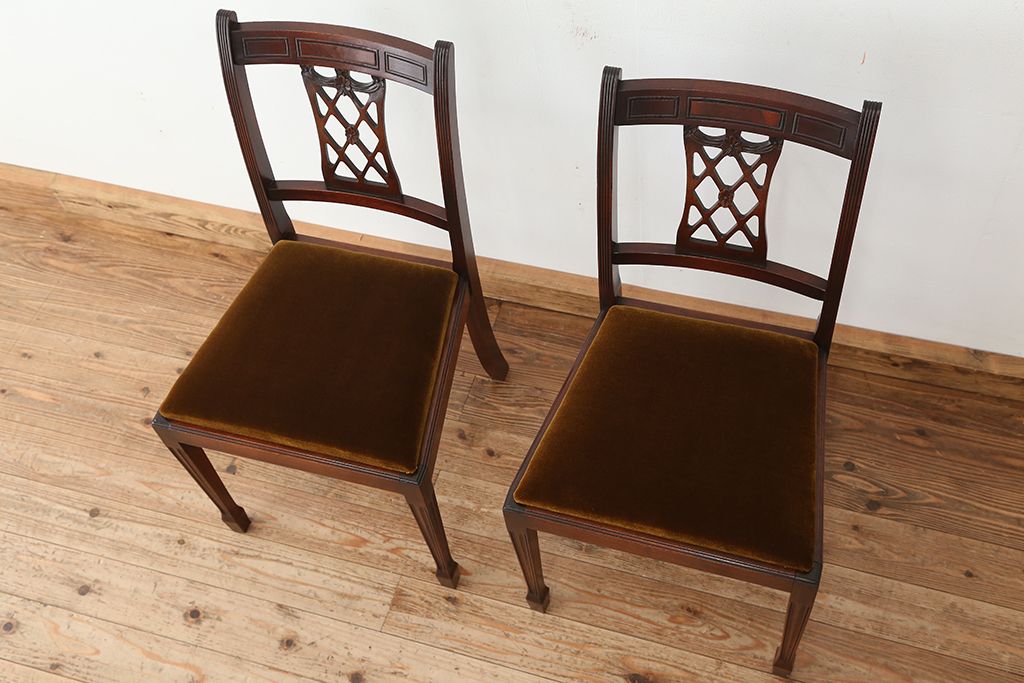 ヴィンテージ家具　イギリスビンテージ　BEVAN FUNNELL(ビヴァン)製ダイニングチェア2脚セット(2)(椅子、イス)