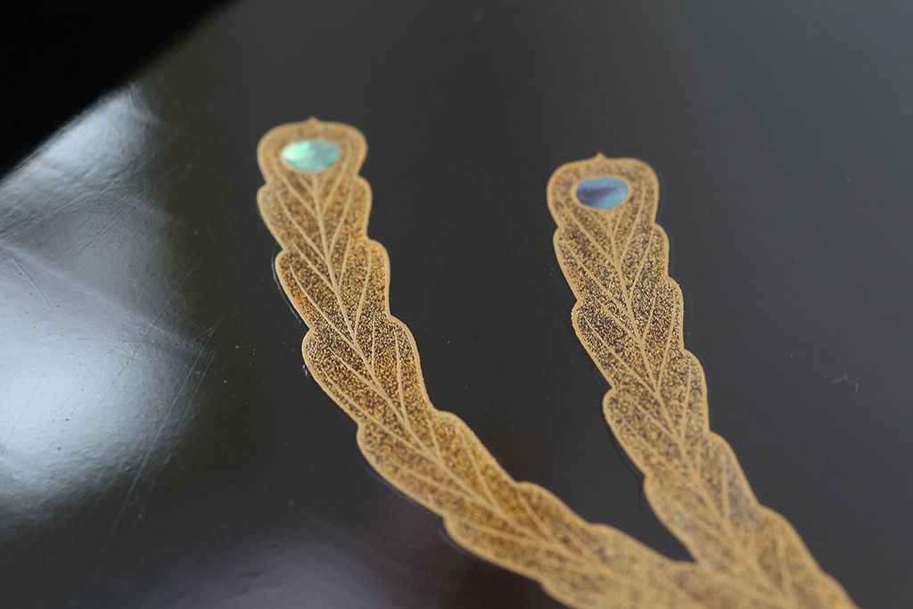 アンティーク雑貨　明治〜大正!鳳凰の図・蒔絵の見事な木製高脚お膳5客(漆器)