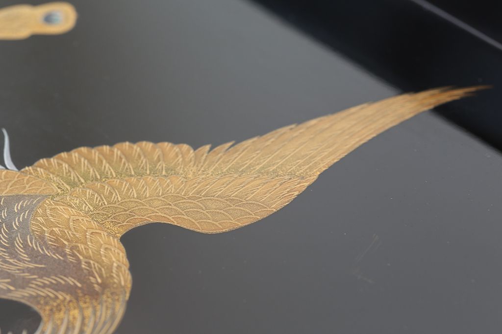 アンティーク雑貨　明治〜大正!鳳凰の図・蒔絵の見事な木製高脚お膳5客(漆器)