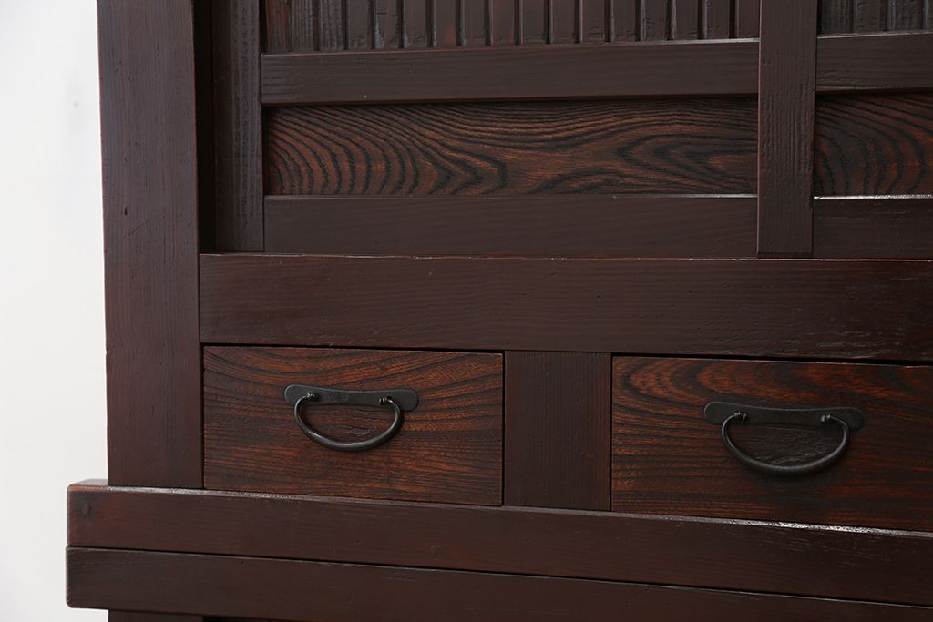 アンティーク家具　古民具・骨董　重厚!シックな六尺水屋箪笥(食器棚)