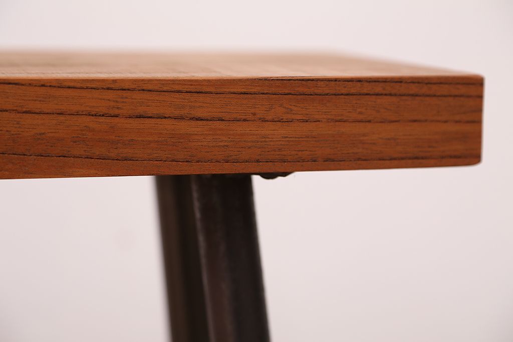 アンティーク家具　☆天板一枚板!古いケヤキ材の鉄脚ベンチ(長イス・長椅子)?