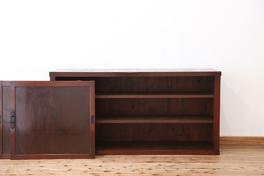 アンティーク家具　古民具・骨董　味のあるシンプルな収納棚(下駄箱、水屋箪笥)