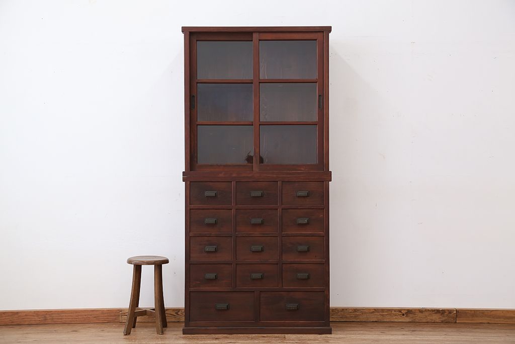 極上!美品!状態抜群の作りの上質な三尺引き出し収納棚(薬箪笥)