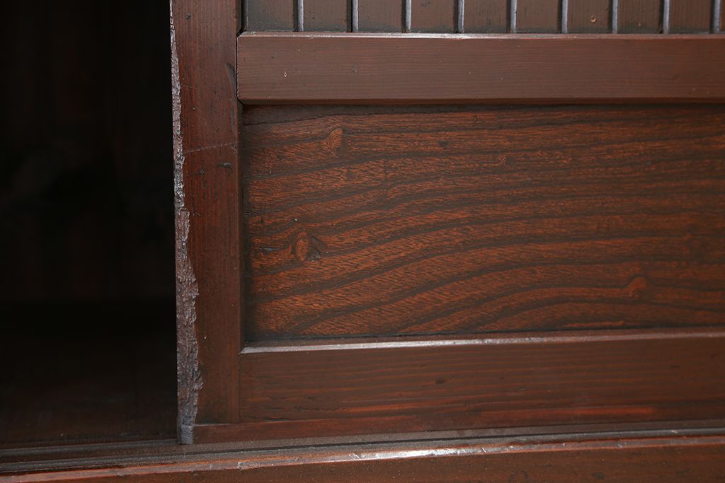 アンティーク家具　重厚!昇り引き出し付き六尺水屋箪笥(食器棚、収納棚)