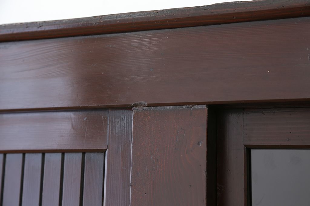 アンティーク家具　重厚!昇り引き出し付き六尺水屋箪笥(食器棚、収納棚)