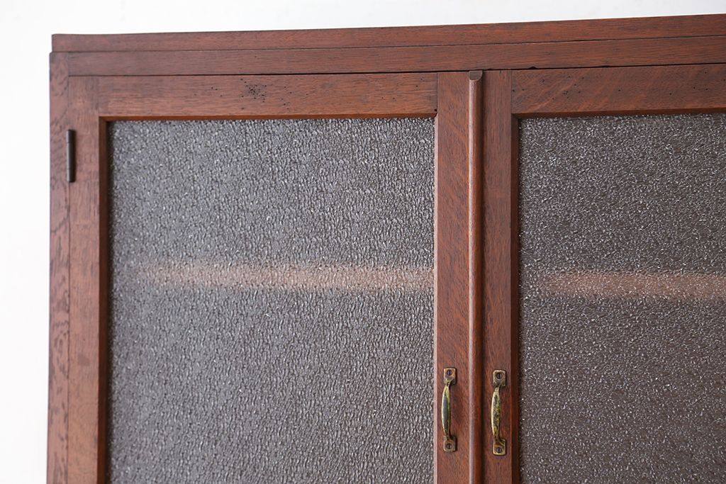 レトロ家具　昭和レトロ　素敵なデザイン!古い木の二段重ね引き出し収納棚