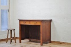 アンティーク家具　古い木の小振りなカウンターテーブル2　(机、作業台)　