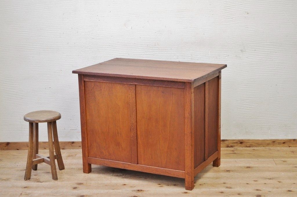 アンティーク家具　古い木の小振りなカウンターテーブル2　(机、作業台)　