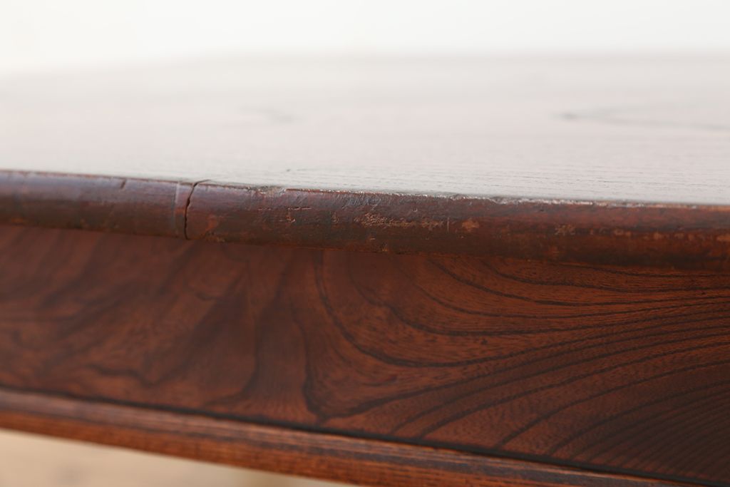 アンティーク家具　古民具・骨董　天板一枚板!古い欅材の座卓(テーブル、机)(2)