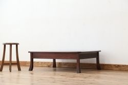 アンティーク家具　古民具・骨董　天板一枚板!古い欅材の座卓(テーブル・机)(3)