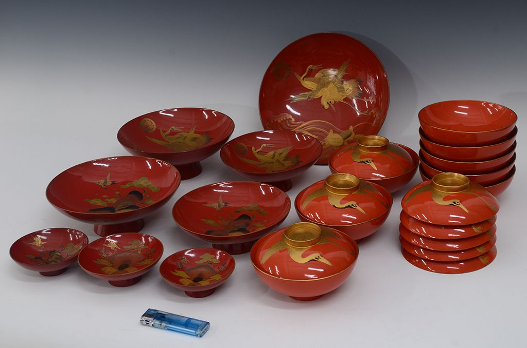 アンティーク雑貨　大正〜昭和初期!古い蒔絵の木製お椀など　16点(漆器)