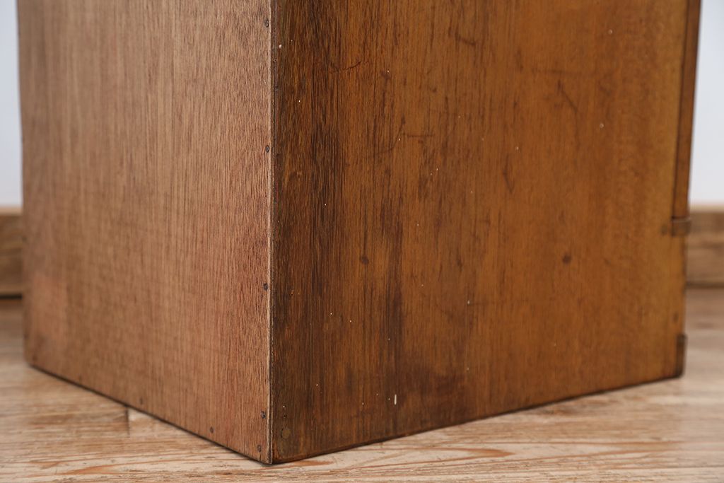 アンティーク家具　アンティーク　古い木の小さなカルテケース(書類棚、カードケース、図書館、図書室)(5)