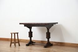 ヴィンテージ家具　イギリスビンテージ　シンプルなドローリーフテーブル(エクステンションテーブル)