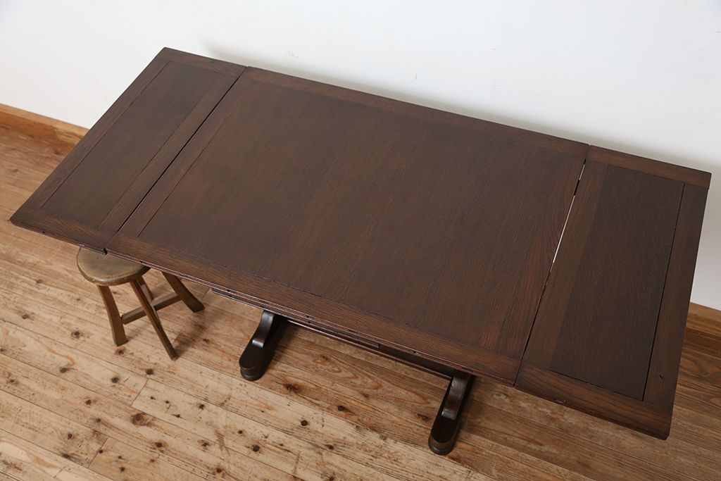 ヴィンテージ家具　イギリスビンテージ　シンプルなドローリーフテーブル(エクステンションテーブル)