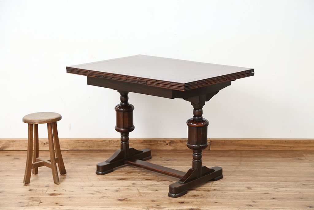 ヴィンテージ家具　イギリスビンテージ　シンプルなドローリーフテーブル(エクステンションテーブル)