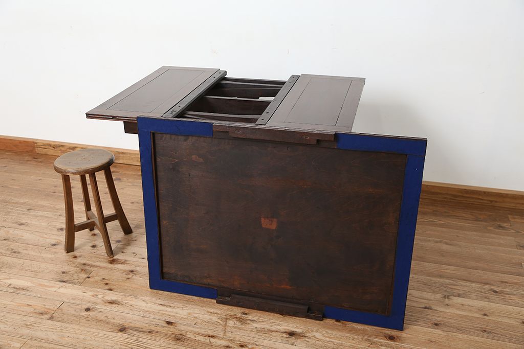 ヴィンテージ家具　イギリスビンテージ　シンプルなドローリーフテーブル(エクステンションテーブル)
