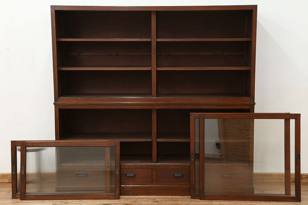 アンティーク家具 アンティーク 古い木のシンプルなモールガラス