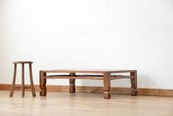 アンティーク家具　古い欅材の一枚板の座卓(テーブル)(2)