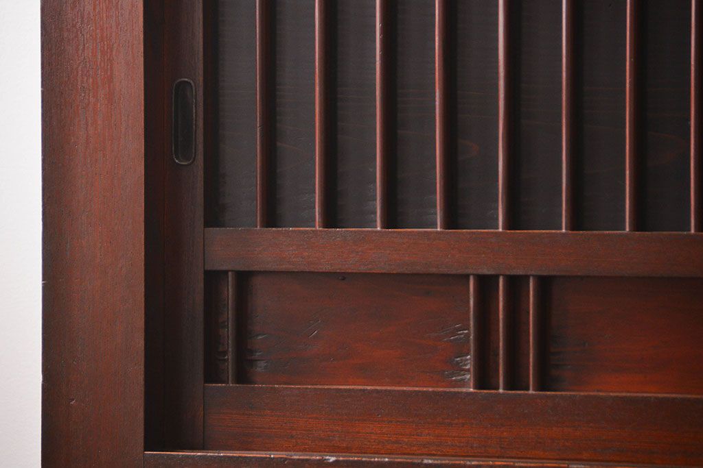 アンティーク家具　六尺　古民具・骨董 前面欅の特別注文造り高級関西水屋箪笥(食器棚、収納棚)