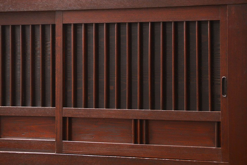 アンティーク家具　六尺　古民具・骨董 前面欅の特別注文造り高級関西水屋箪笥(食器棚、収納棚)