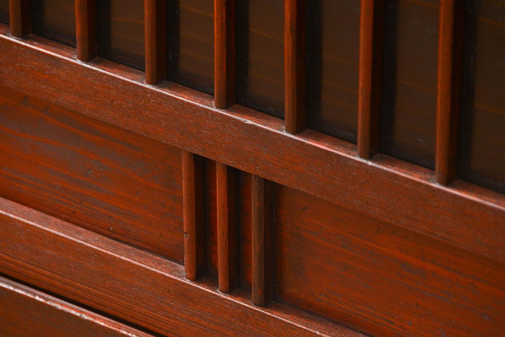アンティーク家具　六尺　古民具・骨董 前面欅の特別注文造り高級関西水屋箪笥(食器棚、収納棚)