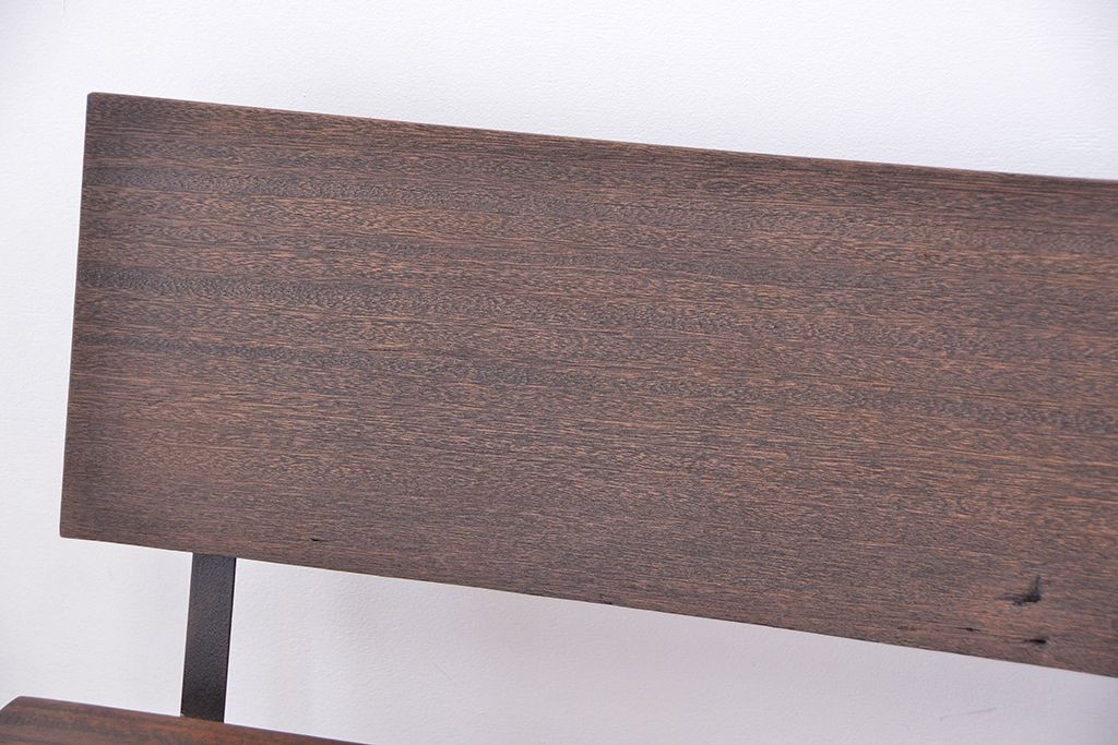 アンティーク家具　古材無垢材を使った背もたれ付シンプル長イス・ベンチ(長椅子)(大)