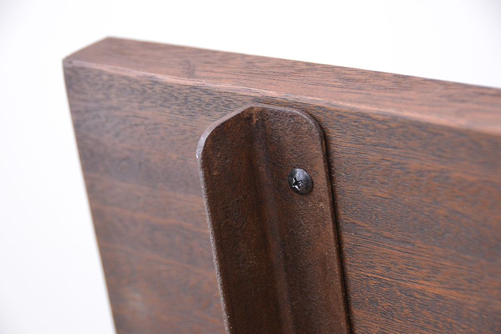 アンティーク家具　古材無垢材を使った背もたれ付シンプル長イス・ベンチ(長椅子)(大)