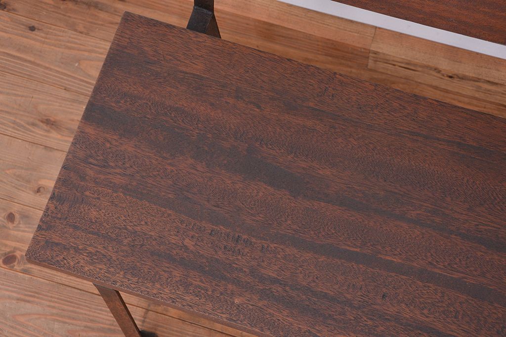 アンティーク家具　★古材無垢材を使った背もたれ付シンプル長イス・ベンチ(長椅子)(中)