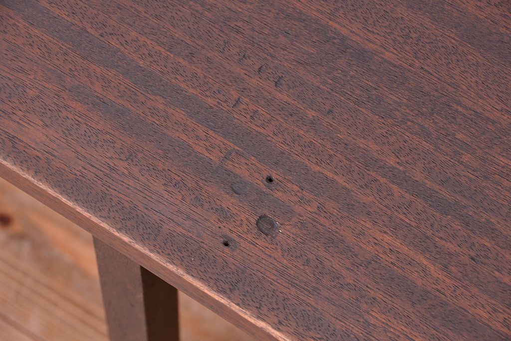 アンティーク家具　アンティーク　古材無垢材を使った背もたれ付シンプル長イス・ベンチ(長椅子)(中)(3)