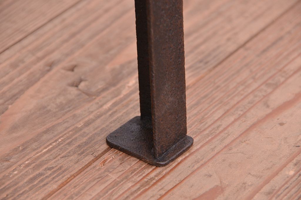 アンティーク家具　アンティーク　古材無垢材を使った背もたれ付シンプル長イス・ベンチ(長椅子)(中)(3)