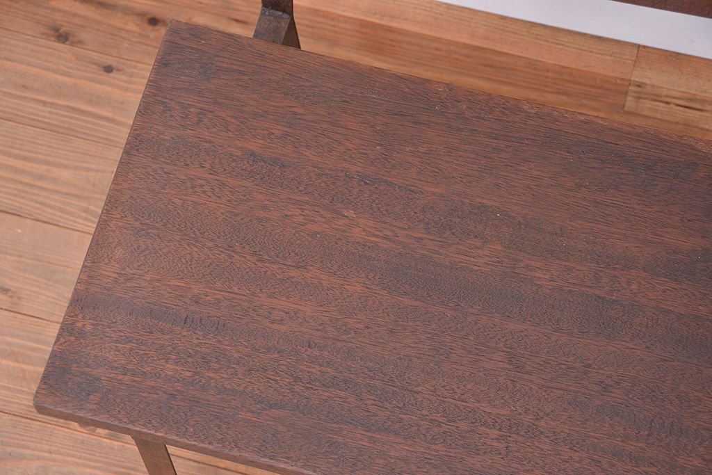 アンティーク家具　★古材無垢材を使った背もたれ付シンプル長イス・ベンチ(長椅子)(中)