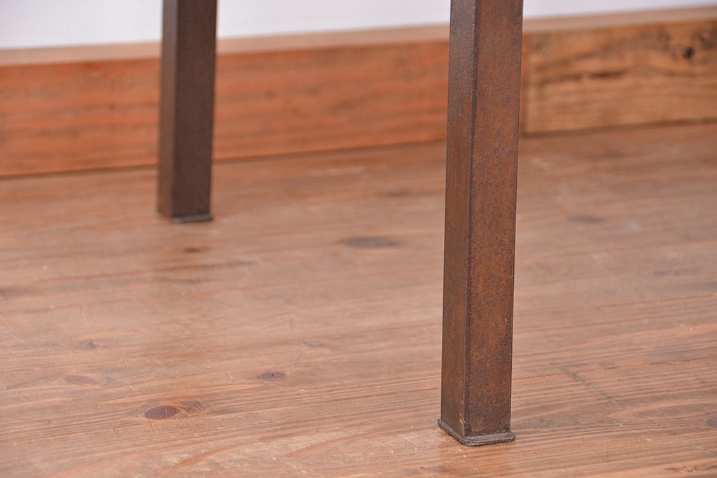 アンティーク家具　★古材無垢材を使った背もたれ付シンプル長イス・ベンチ(長椅子)(中)