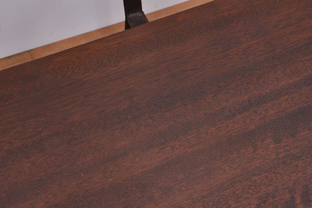 アンティーク家具　アンティーク　古材無垢材を使った背もたれ付シンプル長イス・ベンチ(長椅子)(中)(2)