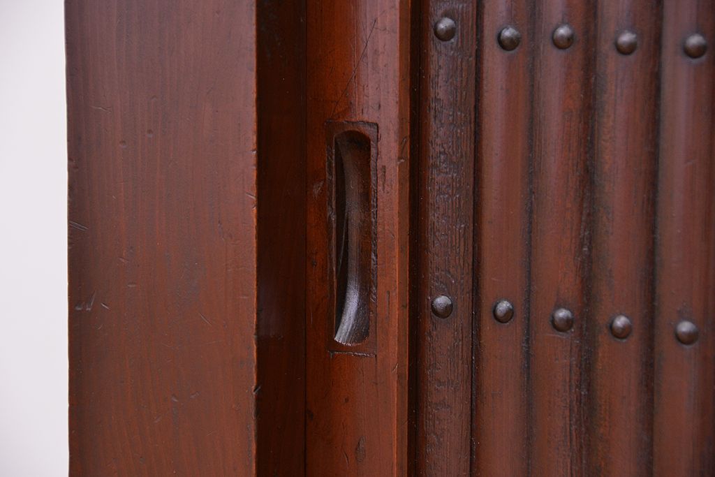 アンティーク家具　古民具・骨董　ダイヤガラス入りのモダンな四尺水屋箪笥(食器棚、収納棚)