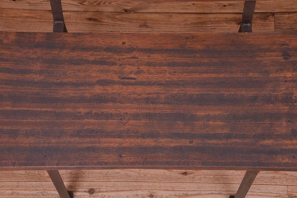 アンティーク家具　古材無垢材を使った　背もたれ付　シンプル長イス・ベンチ(長椅子)【大】