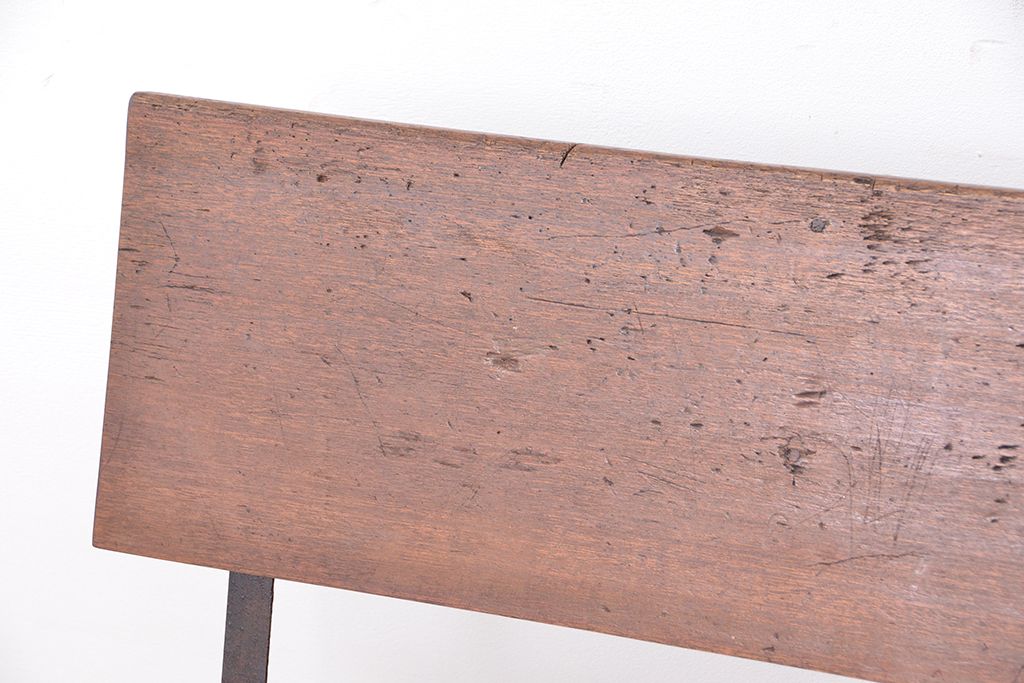アンティーク家具　★古材無垢材を使った背もたれ付シンプル長イス・ベンチ(長椅子)【小】