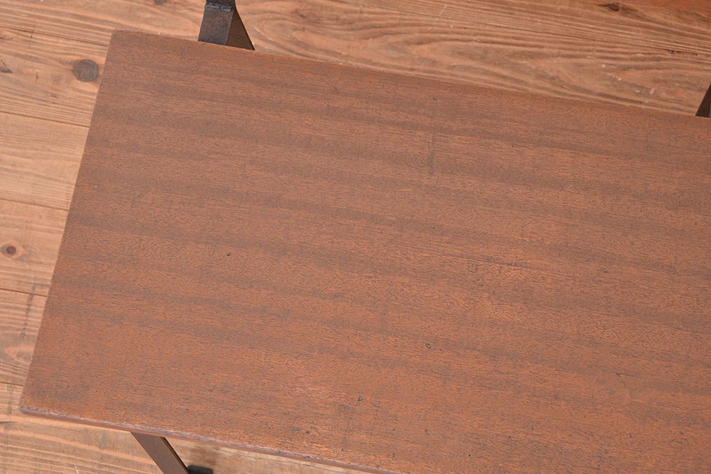 アンティーク家具　★古材無垢材を使った背もたれ付シンプル長イス・ベンチ(長椅子)【小】