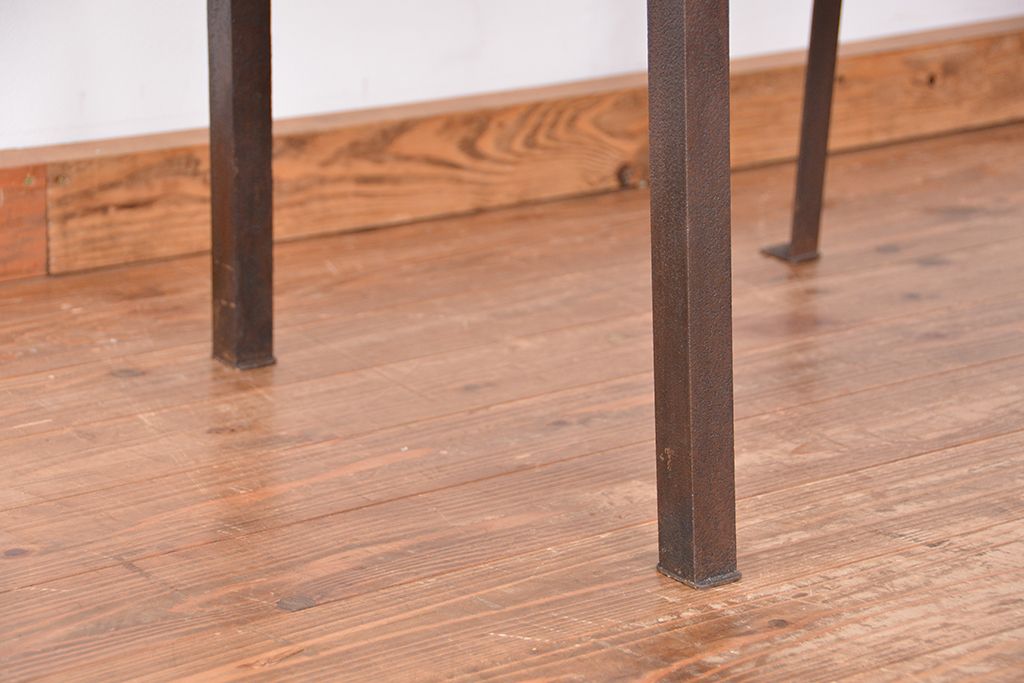 アンティーク家具　★古材無垢材を使った背もたれ付シンプル長イス・ベンチ(長椅子)【小】