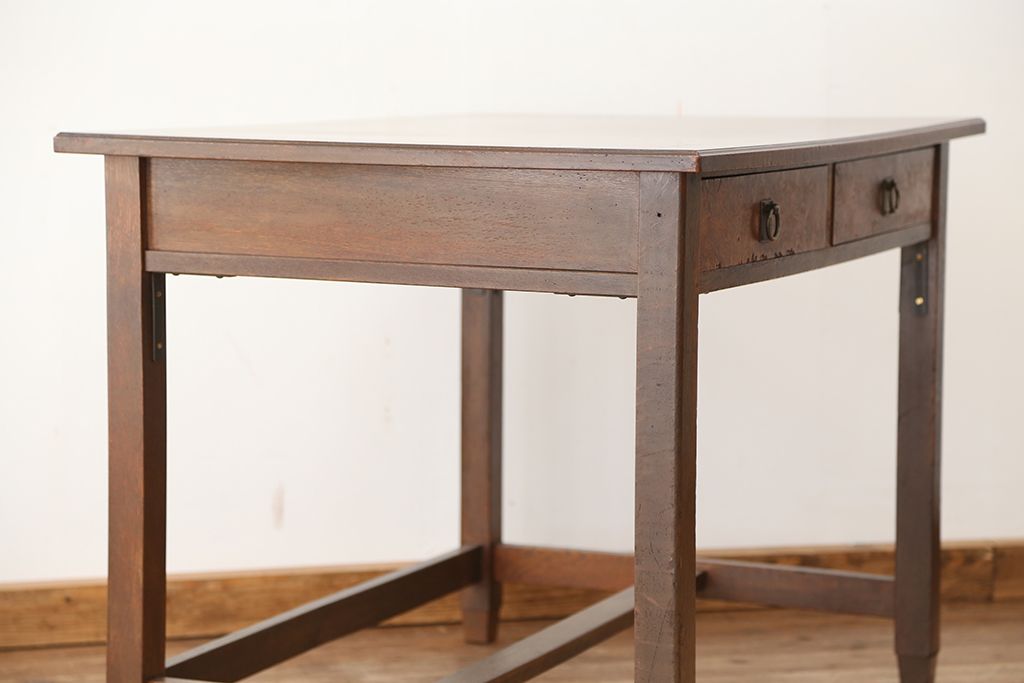 レトロ家具　昭和レトロ 古い木のかわいいアンティーク平机(テーブル・作業台)