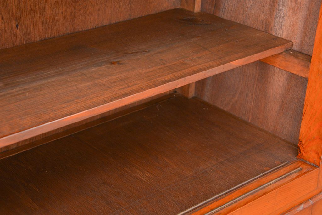 レトロ家具　昭和レトロ シンプルな二段重ね大型収納棚(ガラスケース/食器棚)