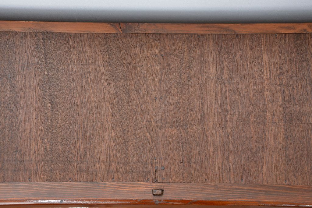 レトロ家具　昭和レトロ シンプルな二段重ね大型収納棚(ガラスケース/食器棚)